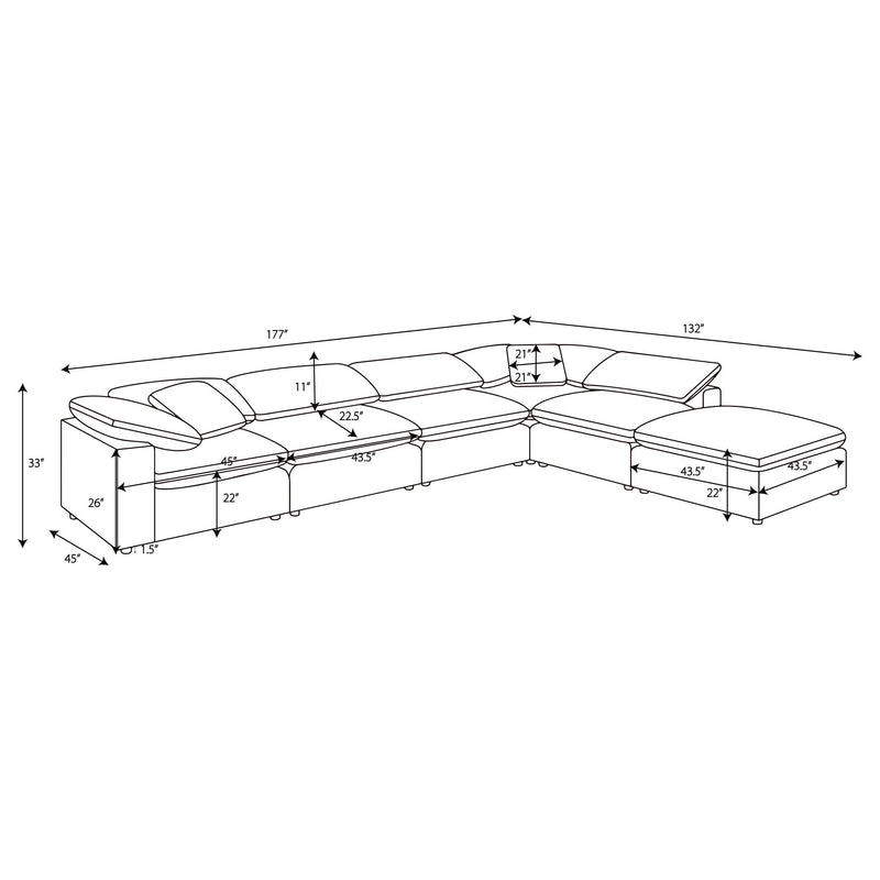Raleigh 6-piece Boucle Upholstered Modular Sectional Ivory - 551751-SET