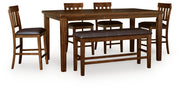 Ralene Counter Height Dining Table and 4 Barstools and Bench in Medium Brown - PKG024542