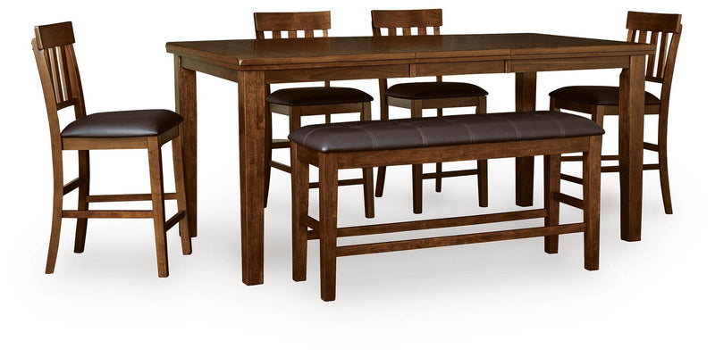 Ralene Counter Height Dining Table and 4 Barstools and Bench in Medium Brown - PKG024542