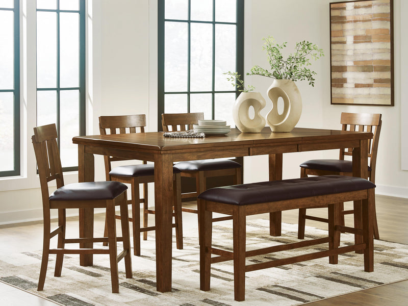 Ralene Counter Height Dining Table and 4 Barstools and Bench in Medium Brown - PKG024542
