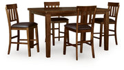 Ralene Counter Height Dining Table and 4 Barstools in Medium Brown - PKG024539
