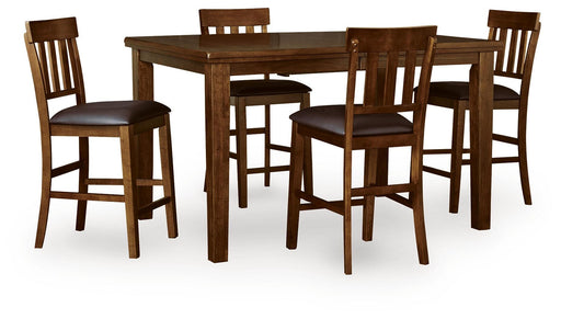 Ralene Counter Height Dining Table and 4 Barstools in Medium Brown - PKG024539