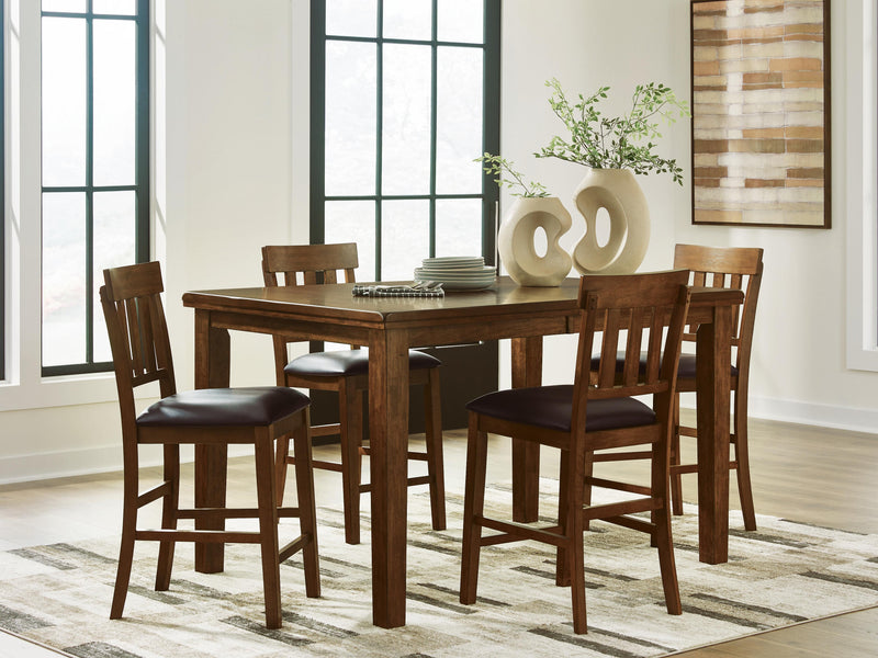 Ralene Counter Height Dining Table and 4 Barstools in Medium Brown - PKG024539