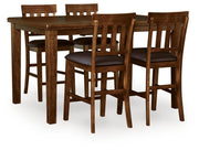 Ralene Counter Height Dining Table and 4 Barstools in Medium Brown - PKG024539