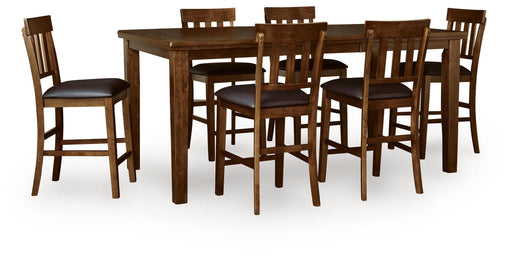 Ralene Counter Height Dining Table and 6 Barstools in Medium Brown - PKG024540