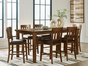 Ralene Counter Height Dining Table and 6 Barstools in Medium Brown - PKG024540