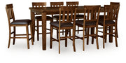 Ralene Counter Height Dining Table and 8 Barstools in Medium Brown - PKG024541