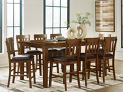 Ralene Counter Height Dining Table and 8 Barstools in Medium Brown - PKG024541