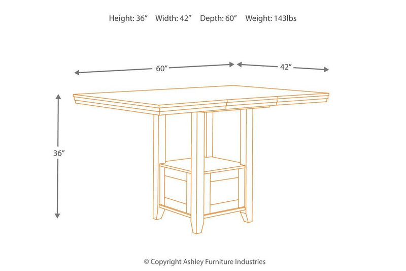 Ralene Medium Brown Counter Height Dining Extension Table - Gate FurnitureCounter Height Table