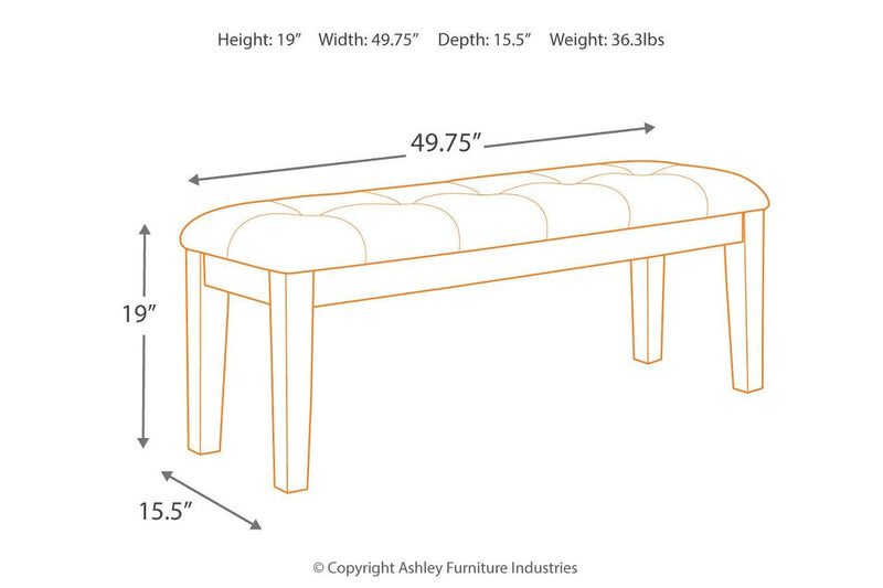 Ralene Medium Brown Dining Bench - Gate FurnitureAccent Bench