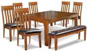 Ralene Medium Brown Dining Table and 6 Chairs and Bench - D594D10