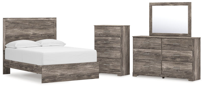Ralinksi Full Panel Bed with Mirrored Dresser and Chest in Gray from Ashley - Luna Furniture