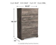 Ralinksi Full Panel Bed with Mirrored Dresser and Chest in Gray from Ashley - Luna Furniture