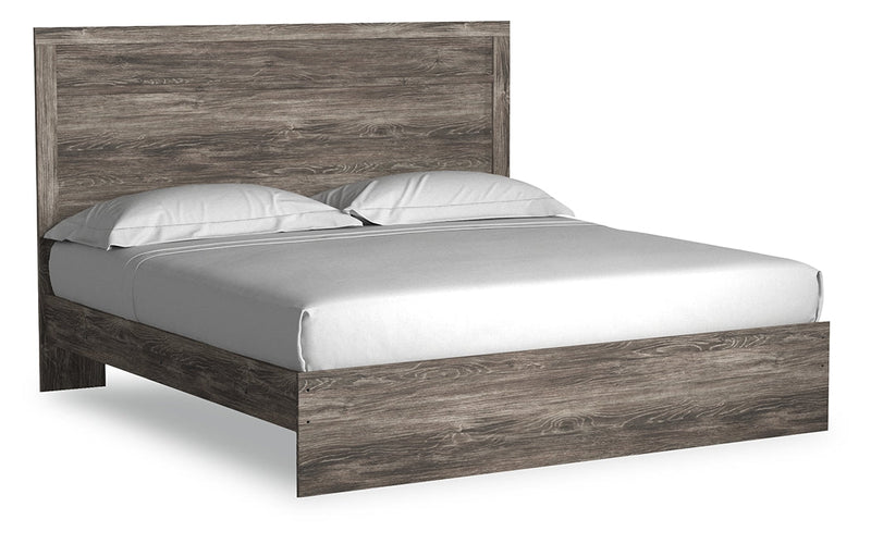 Ralinksi King Panel Bed with Mirrored Dresser and 2 Nightstands in Gray from Ashley - Luna Furniture