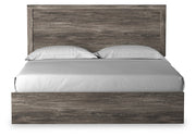 Ralinksi King Panel Bed with Mirrored Dresser and Chest in Gray from Ashley - Luna Furniture