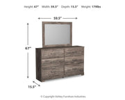 Ralinksi King Panel Bed with Mirrored Dresser and Chest in Gray from Ashley - Luna Furniture