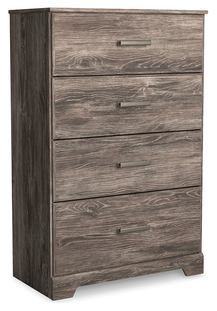 Ralinksi King Panel Bed with Mirrored Dresser and Chest in Gray from Ashley - Luna Furniture