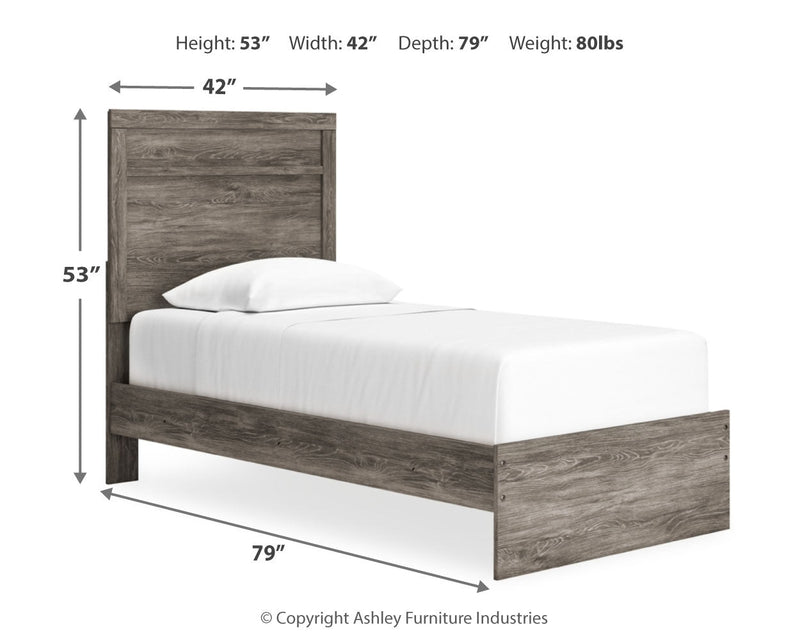 Ralinksi Twin Panel Bed with Dresser and 2 Nightstands in Gray from Ashley - Luna Furniture