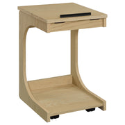 Ralston C-Shaped Lift-Top Sofa Side Table With Casters Light Oak - 930291