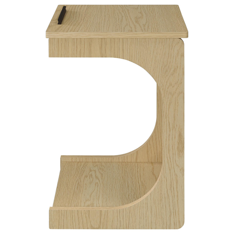Ralston C-Shaped Lift-Top Sofa Side Table With Casters Light Oak - 930291
