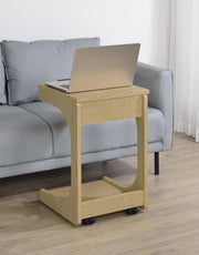 Ralston C-Shaped Lift-Top Sofa Side Table With Casters Light Oak - 930291