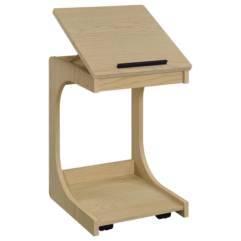 Ralston C-Shaped Lift-Top Sofa Side Table With Casters Light Oak - 930291