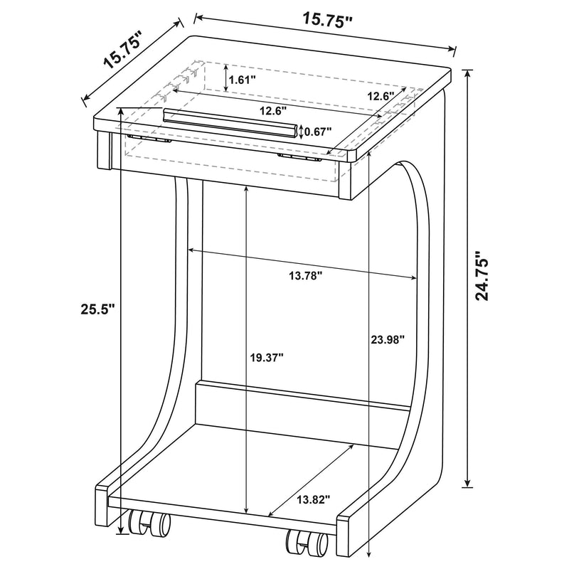 Ralston C-Shaped Lift-Top Sofa Side Table With Casters Mango - 930292
