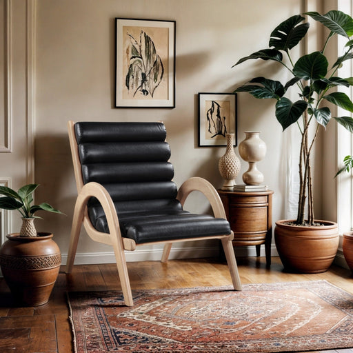 Randal Vegan Leather Upholstered Accent Chair in Black - 33056Black