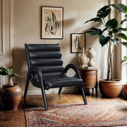 Randal Vegan Leather Upholstered Accent Chair in Black - 33057Black
