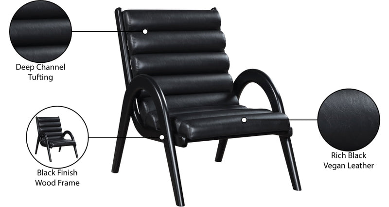 Randal Vegan Leather Upholstered Accent Chair in Black - 33057Black
