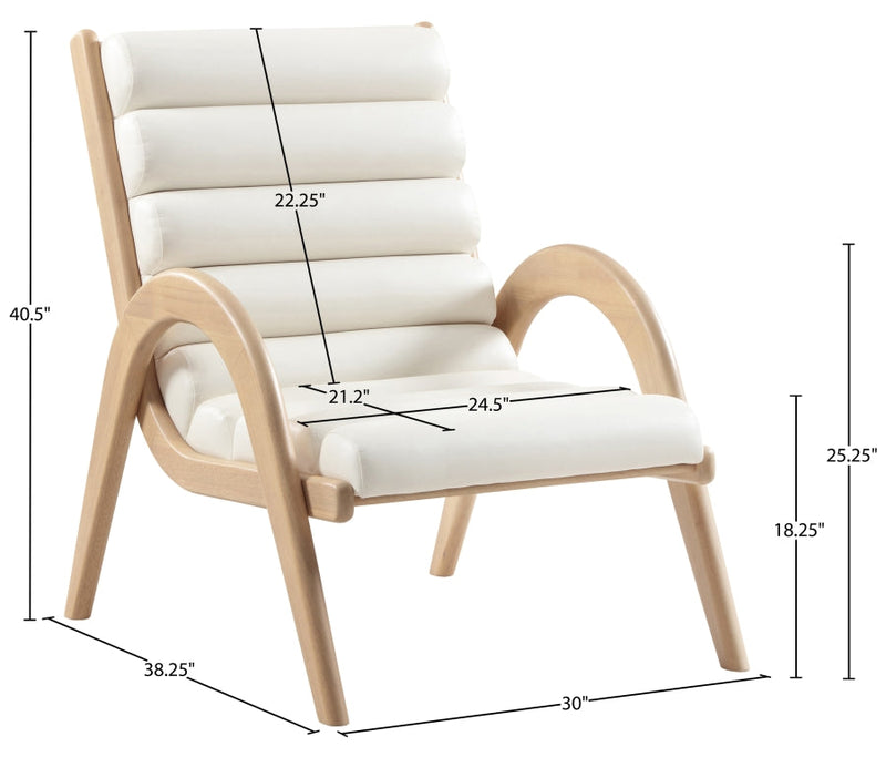 Randal Vegan Leather Upholstered Accent Chair in Cream - 33056Cream