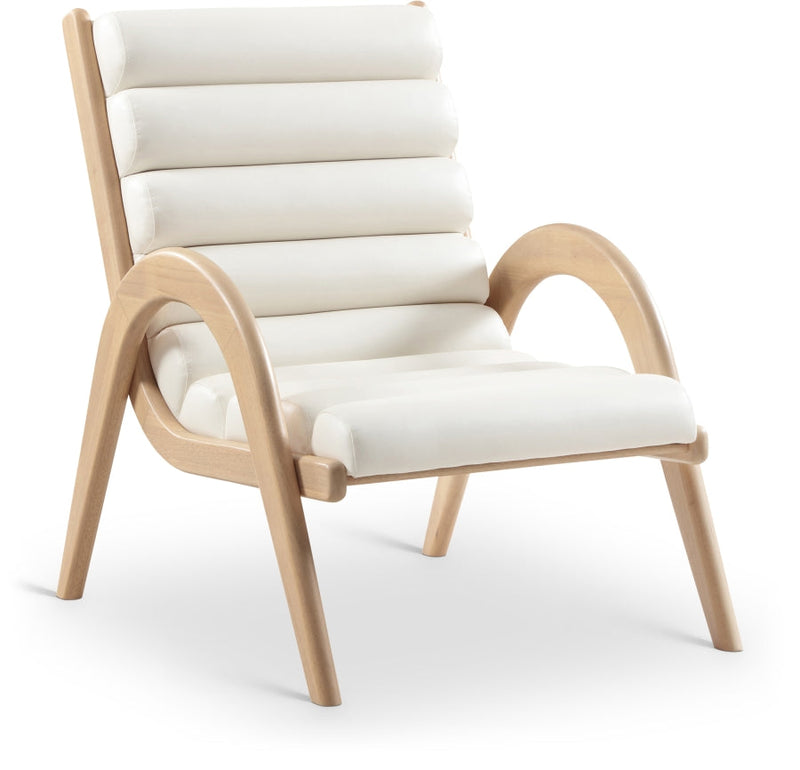 Randal Vegan Leather Upholstered Accent Chair in Cream - 33056Cream