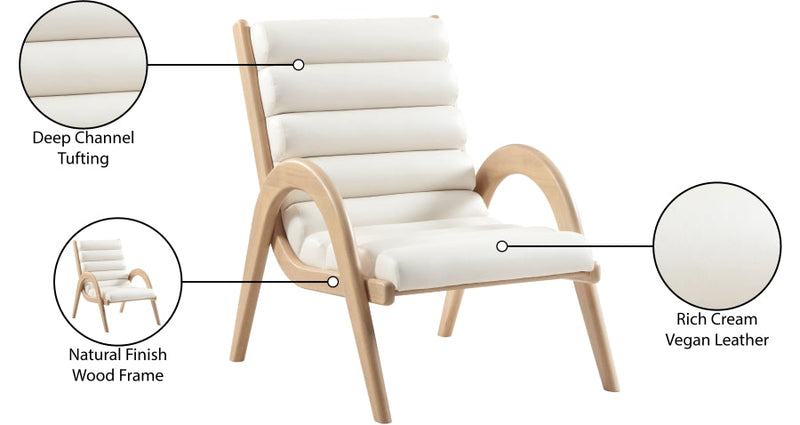 Randal Vegan Leather Upholstered Accent Chair in Cream - 33056Cream
