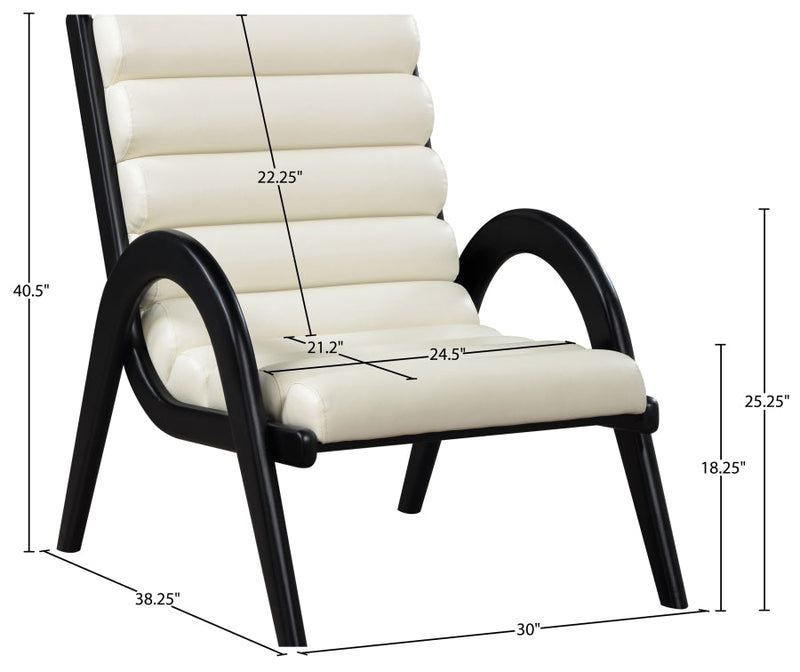 Randal Vegan Leather Upholstered Accent Chair in Cream - 33057Cream