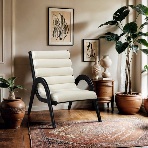 Randal Vegan Leather Upholstered Accent Chair in Cream - 33057Cream