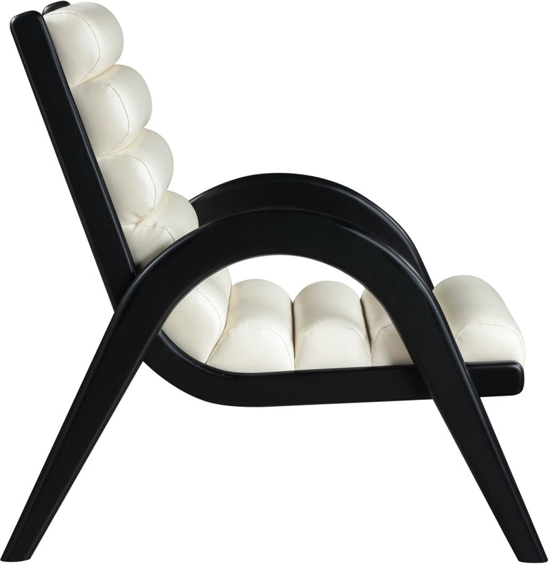 Randal Vegan Leather Upholstered Accent Chair in Cream - 33057Cream