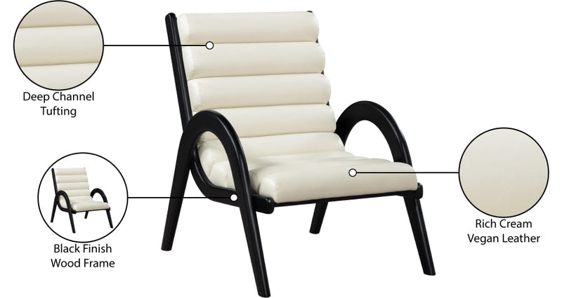 Randal Vegan Leather Upholstered Accent Chair in Cream - 33057Cream