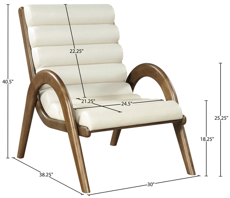 Randal Vegan Leather Upholstered Accent Chair in Cream - 33058Cream