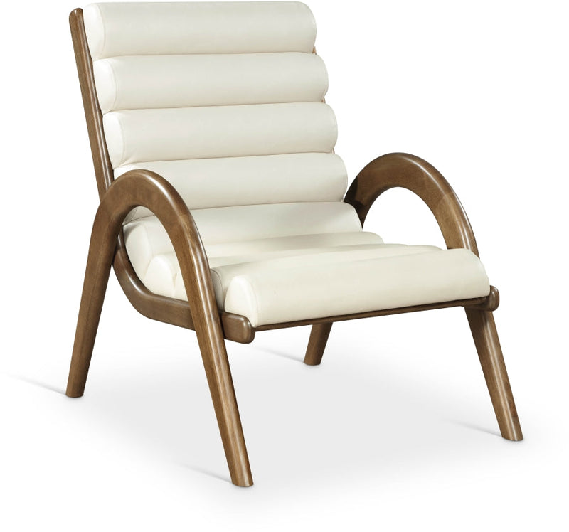 Randal Vegan Leather Upholstered Accent Chair in Cream - 33058Cream