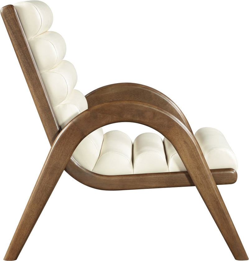 Randal Vegan Leather Upholstered Accent Chair in Cream - 33058Cream