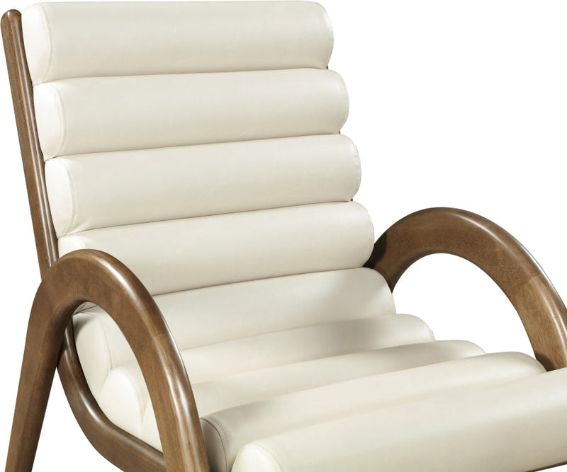 Randal Vegan Leather Upholstered Accent Chair in Cream - 33058Cream