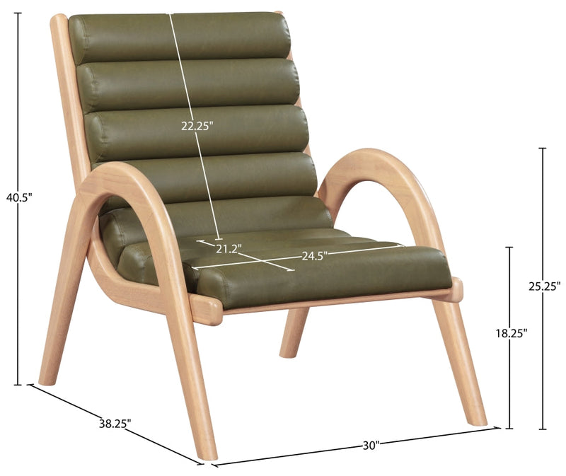 Randal Vegan Leather Upholstered Accent Chair in Olive - 33056Olive