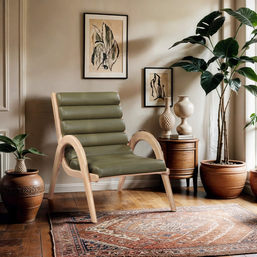 Randal Vegan Leather Upholstered Accent Chair in Olive - 33056Olive