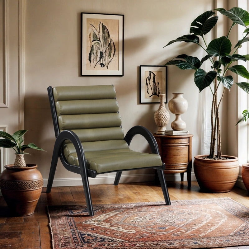 Randal Vegan Leather Upholstered Accent Chair in Olive - 33057Olive