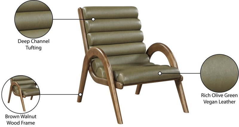 Randal Vegan Leather Upholstered Accent Chair in Olive - 33058Olive