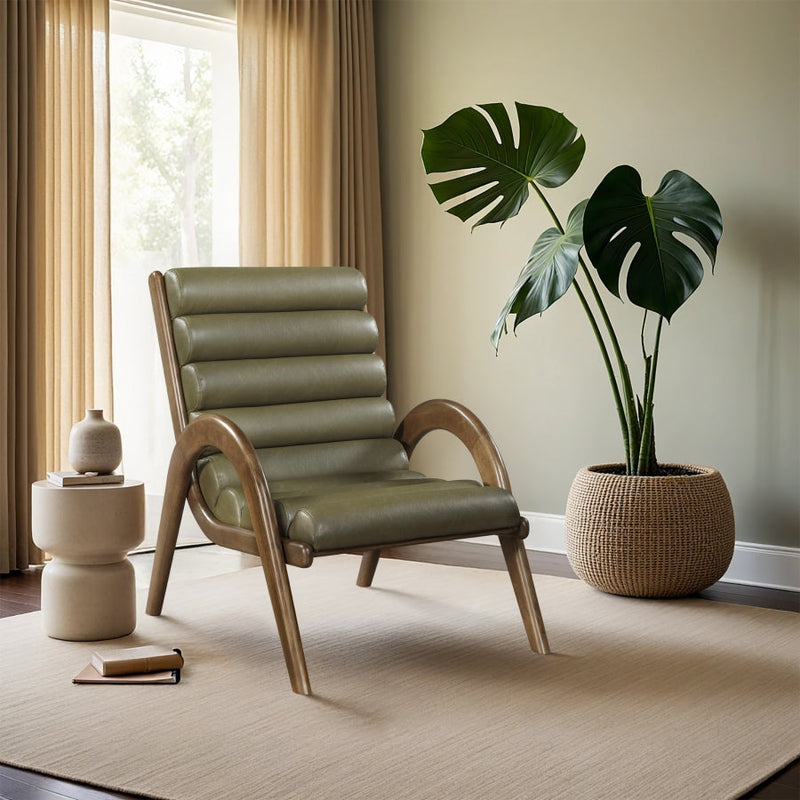 Randal Vegan Leather Upholstered Accent Chair in Olive - 33058Olive