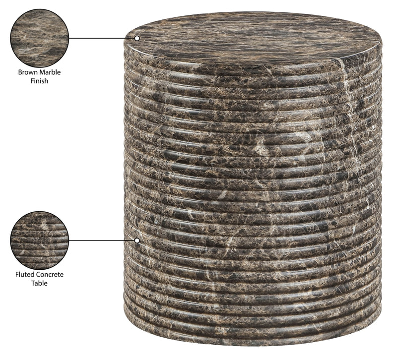 Rapallo Concrete Indoor/Outdoor End Table in Brown - 758Brown-ET