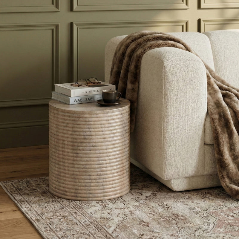 Rapallo Concrete Indoor/Outdoor End Table in Travertine - 758Travertine-ET