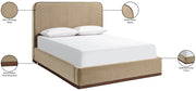 Rava Velvet Upholstered Full Bed in Beige - RavaBeige-F
