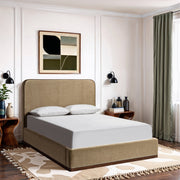 Rava Velvet Upholstered Full Bed in Beige - RavaBeige-F